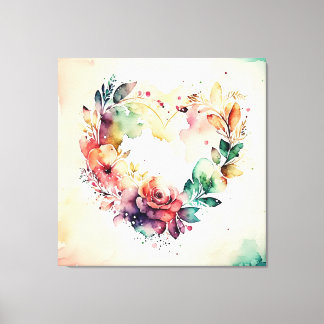 Watercolor Wash Heart # 1 Canvas Afdruk