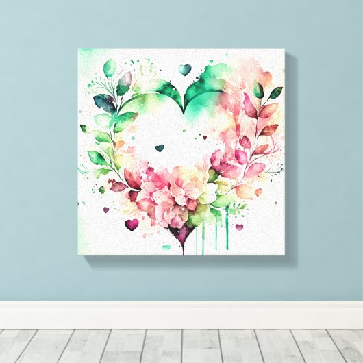 Watercolor Wash Heart # 3 Canvas Afdruk (Insitu (Houten vloer))