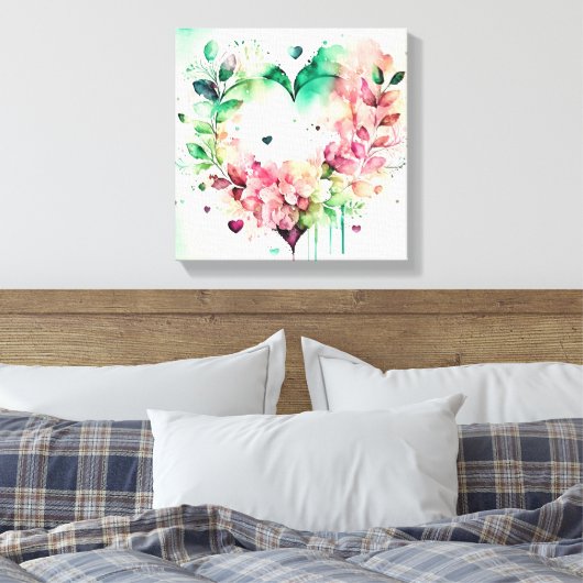 Watercolor Wash Heart # 3 Canvas Afdruk (Insitu (Slaapkamer))
