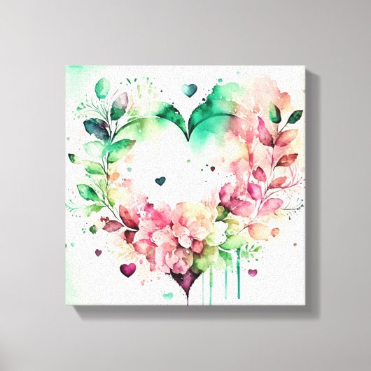 Watercolor Wash Heart # 3 Canvas Afdruk (Voorkant)