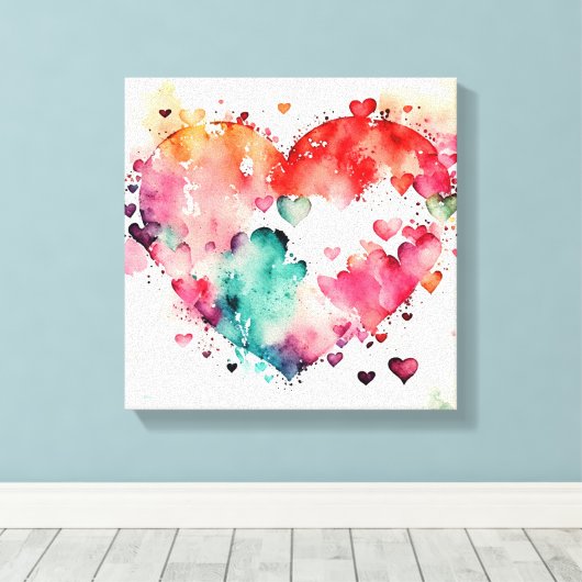 Watercolor Wash Heart # 5 Canvas Afdruk (Insitu (Houten vloer))