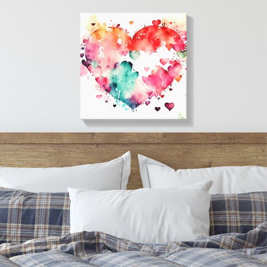 Watercolor Wash Heart # 5 Canvas Afdruk (Insitu (Slaapkamer))