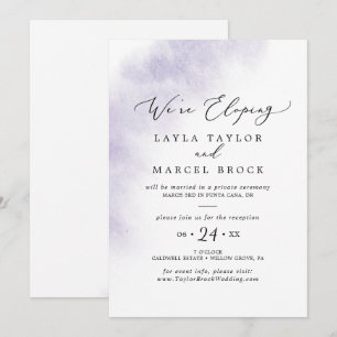 Watercolor Wash Paarse Elopement Ontvangst Kaart