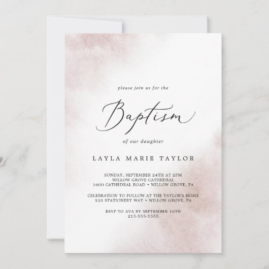 Watercolor Wash | Roze Doop Kaart (Voorkant)