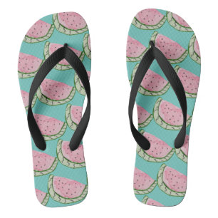 Watercolor Watermeloen Doodles Geschilderd Patroon Teenslippers