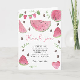 Watercolor watermeloen verjaardagsfeestje dank je bedankkaart