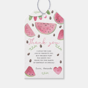 Watercolor watermeloenen verjaardagsfeestje bedank cadeaulabel