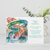 Watercolor Waterslide Kids Birthday Party Kaart (Staand voorkant)