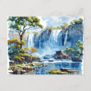 Watercolor Waterval Victoria Herfsten Natuur Briefkaart