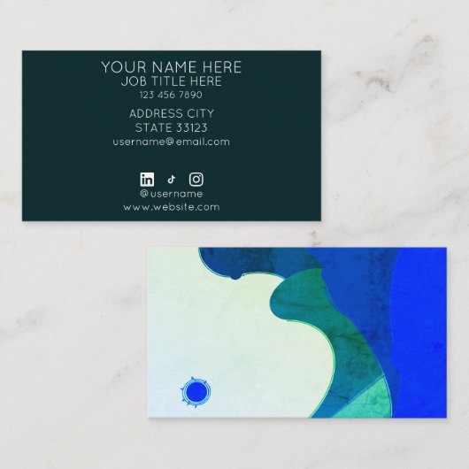 Watercolor Waves Business Card Visitekaartje (Voorkant / Achterkant)