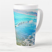 Watercolor Waves  Latte Mok (Rechterhoek)