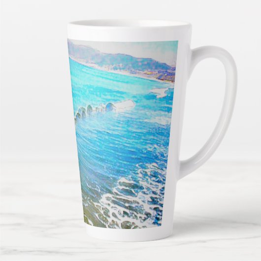 Watercolor Waves  Latte Mok (Rechts)