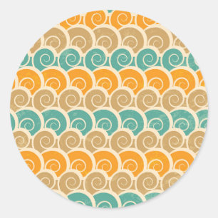 Watercolor Waves Pattern Ronde Sticker