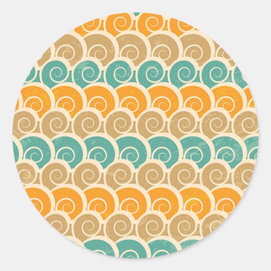 Watercolor Waves Pattern Ronde Sticker (Voorkant)