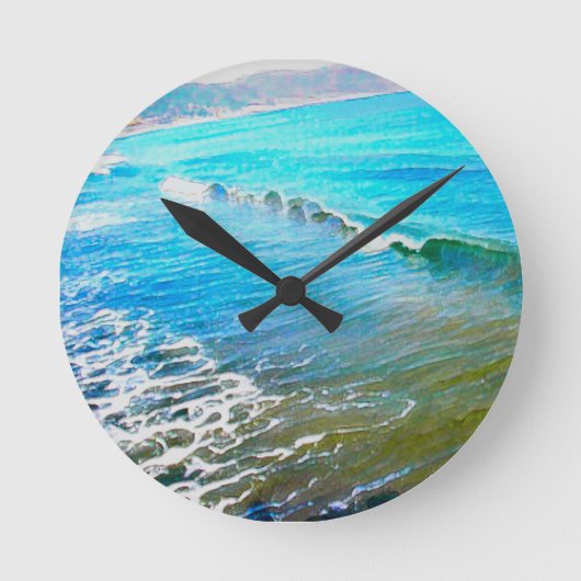 Watercolor Waves  Ronde Klok (Voorkant)
