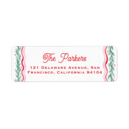 Watercolor Wavy Holiday Garland Frame Etiket