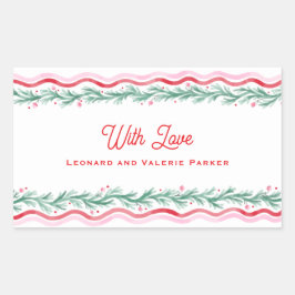 Watercolor Wavy Holiday Garland Frame Rechthoekige Sticker