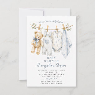 Watercolor We Can Bearly Wait Blauwe Baby Shower Kaart