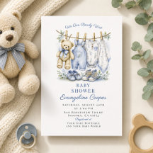 Watercolor We Can Bearly Wait Blauwe Baby Shower