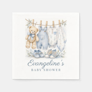 Watercolor We Can Bearly Wait Blauwe Baby Shower Servet