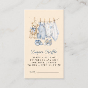 Watercolor We Can Bearly Wait Blauwe Luier Raffle Informatiekaartje