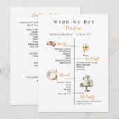 Watercolor Wedding day Timeline Flat Program Programmakaart (Voorkant / Achterkant)
