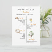 Watercolor Wedding day Timeline Flat Program Programmakaart (Staand voorkant)