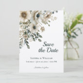 Watercolor Wedding Flowers Save the Date Kaart (Staand voorkant)