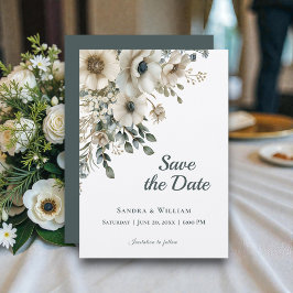 Watercolor Wedding Flowers Save the Date Kaart