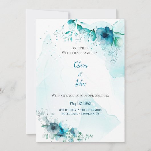 Watercolor Wedding Invitation  Kaart (Voorkant)