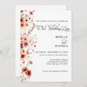 Watercolor Wedding Invitation Wild Flowers Kaart (Voorkant / Achterkant)