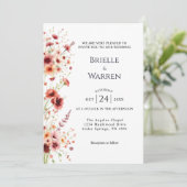 Watercolor Wedding Invitation with Wild Flowers Kaart (Staand voorkant)