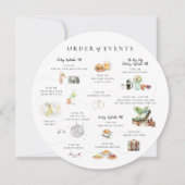 Watercolor Wedding Weekend Order of Events Kaart (Voorkant)
