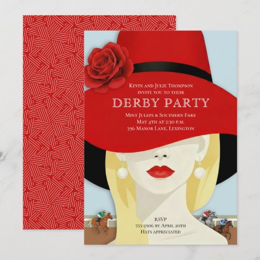 Watercolor Wedren Derby Feest Kaart (Voorkant / Achterkant)