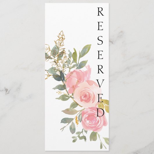 Watercolor Weelderige Blozende Roze Bloemen Stoel Menu (Voorkant)