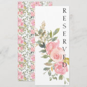 Watercolor Weelderige Blozende Roze Bloemen Stoel Menu (Voorkant / Achterkant)