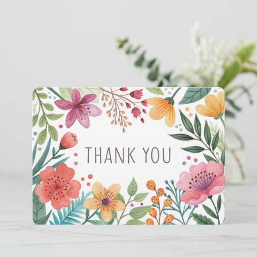 Watercolor Weelderige Botanische Dankkaart Bedankkaart (Staand voorkant)