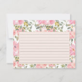 Watercolor Weelderige Roze Roze Trouwreceptkaart Notitiekaartje (Achterkant)