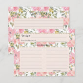 Watercolor Weelderige Roze Roze Trouwreceptkaart Notitiekaartje (Voorkant / Achterkant)