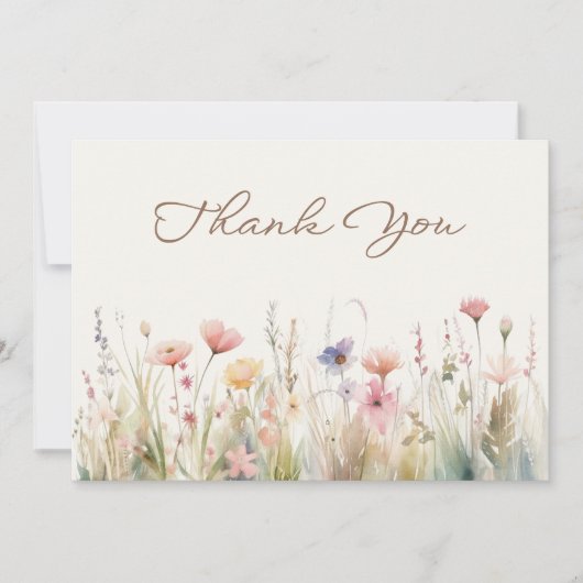 Watercolor Weide Bruidsboeket Bruidsshower Bedankkaart (Voorkant)