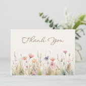 Watercolor Weide Bruidsboeket Bruidsshower Bedankkaart (Staand voorkant)