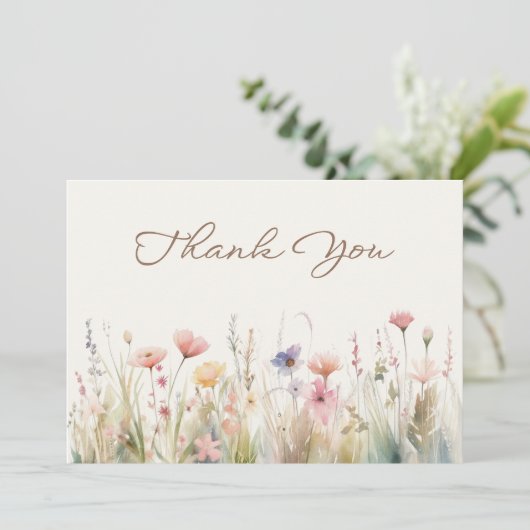 Watercolor Weide Bruidsboeket Bruidsshower Bedankkaart (Staand voorkant)