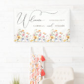 Watercolor Weide Wilde Bloem Bruiloft Welkom Spandoek (Insitu)