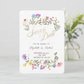 Watercolor Weide Wilde Bloem Save The Date (Staand voorkant)