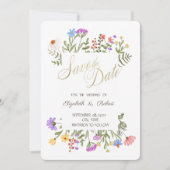 Watercolor Weide Wilde Bloem Save The Date (Voorkant)