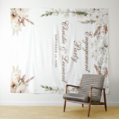 Watercolor Welkom Elegante Boho Verloving Feest  Wandkleed (In Situ (horizontaal))