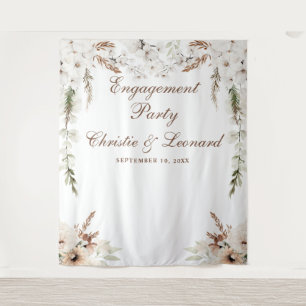 Watercolor Welkom Elegante Boho Verloving Feest Wandkleed