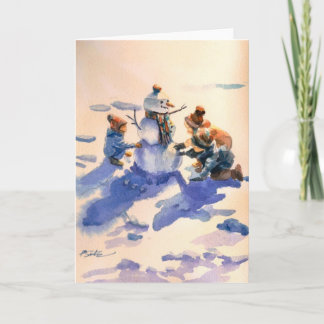Watercolor Wenskaart Sneeuwdag Kaart