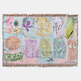 Watercolor Wervelende Bloemrijke Doodle Worpdeken Deken