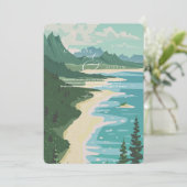 Watercolor West Coast Bruiloft Kaart (Staand voorkant)
